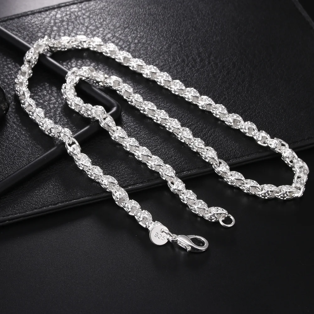 925 Sterling Silver Chain Necklace Men - Collana con ciondoli alla moda in