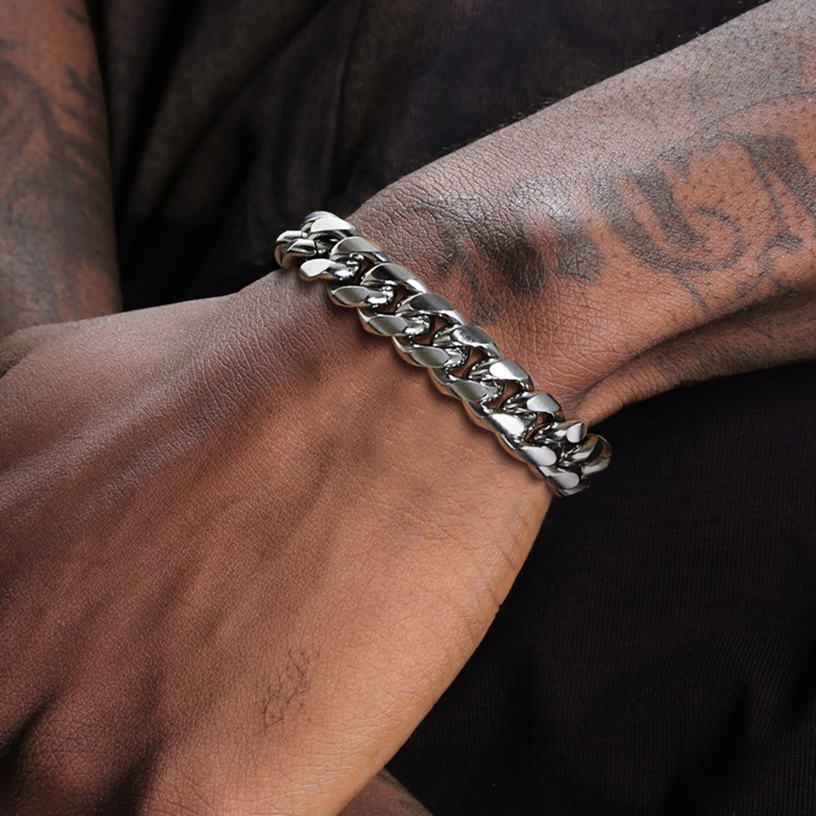 Cuban Link Chain 12Mm - Bracciale da uomo a catena cubana