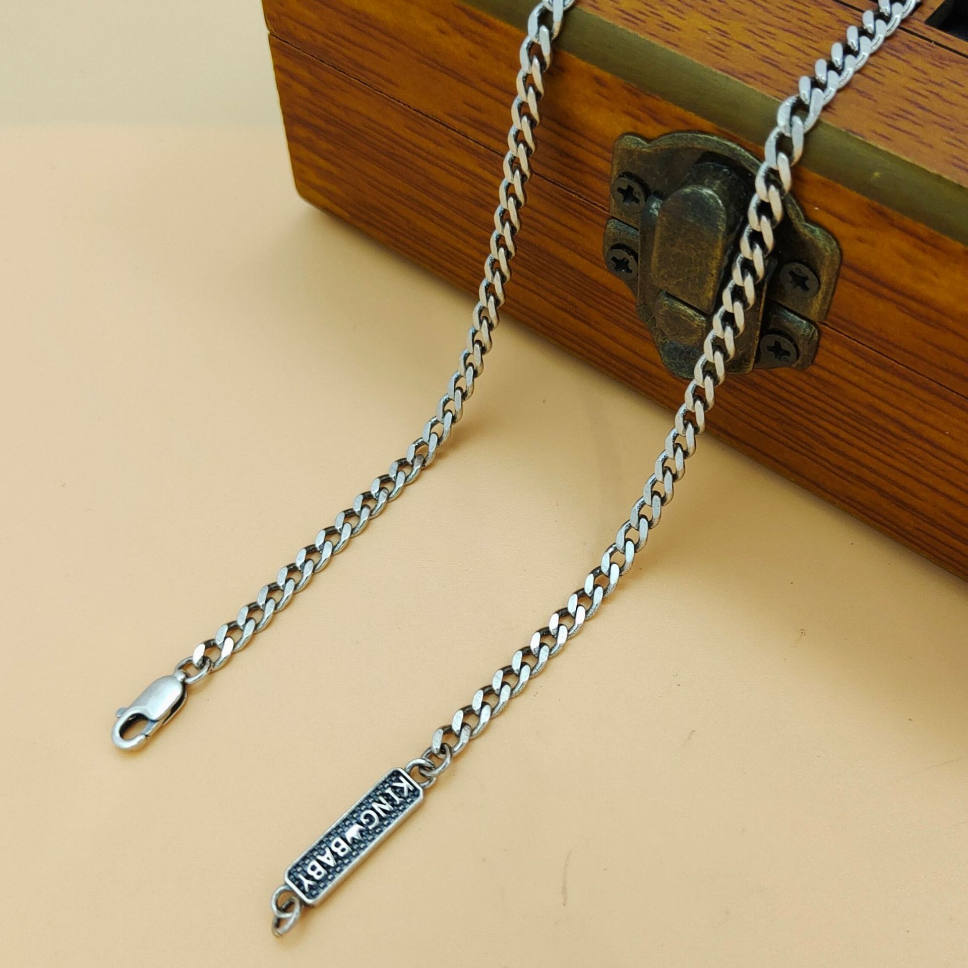 925 Sterling Silver Chain Necklace Men - Collana con ciondolo alla moda in