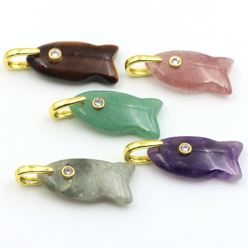 Crystal Pendant Necklace Natural Stone - Ciondolo in pietra naturale a forma