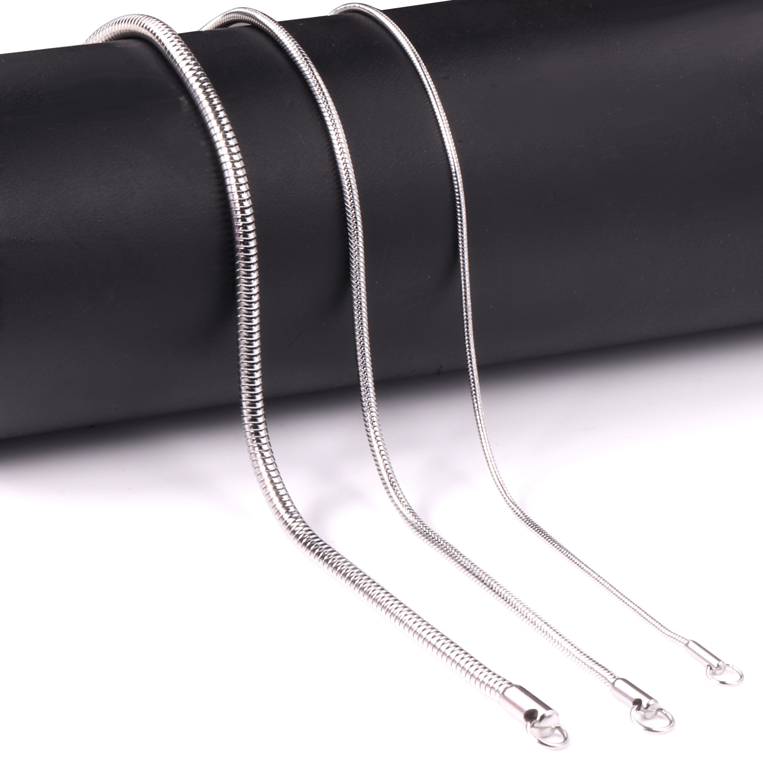 925 Sterling Silver Chain Necklace Men - Collana a Catena Serpente Rotonda da