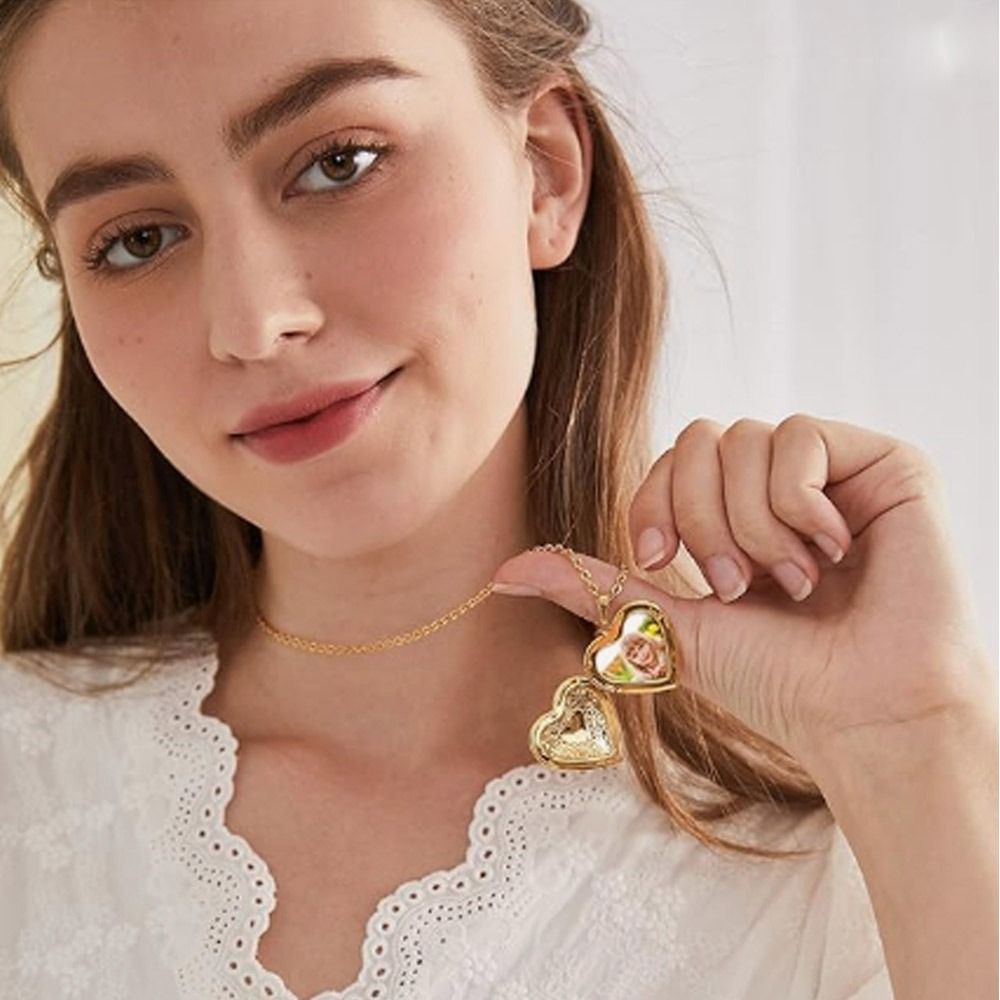 Nuovo Medaglione Portafoto Apr - Heart Locket Necklace Photo recensione e prezzo