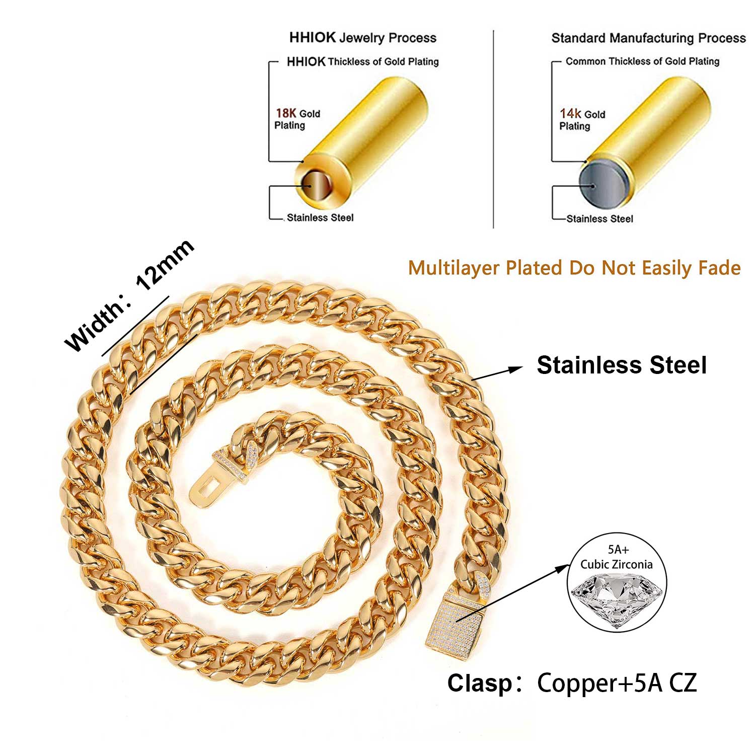 Collana da uomo con catena a m - Cuban Link Chain 12Mm recensione e prezzo