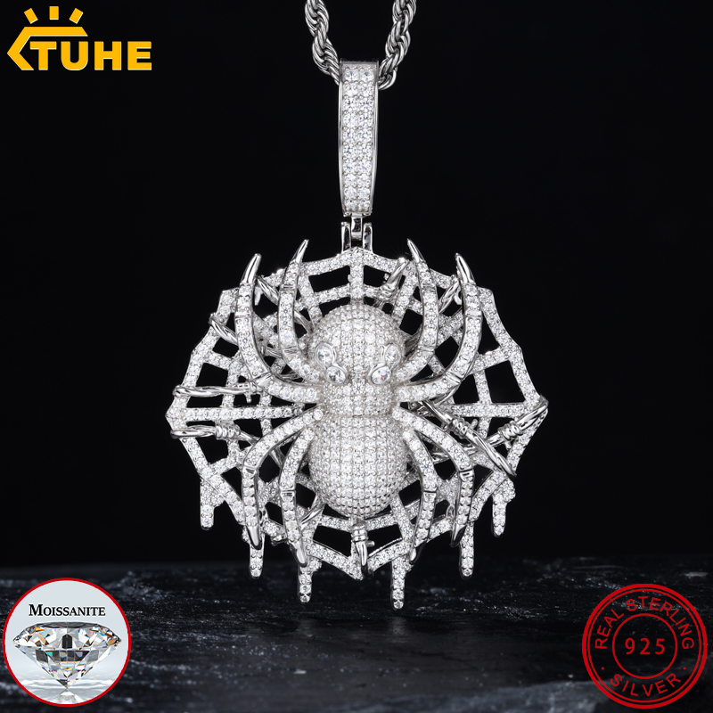 TUHE Ciondolo ragno Moissanite - 925 Sterling Silver Chain Necklace Men recensione e prezzo