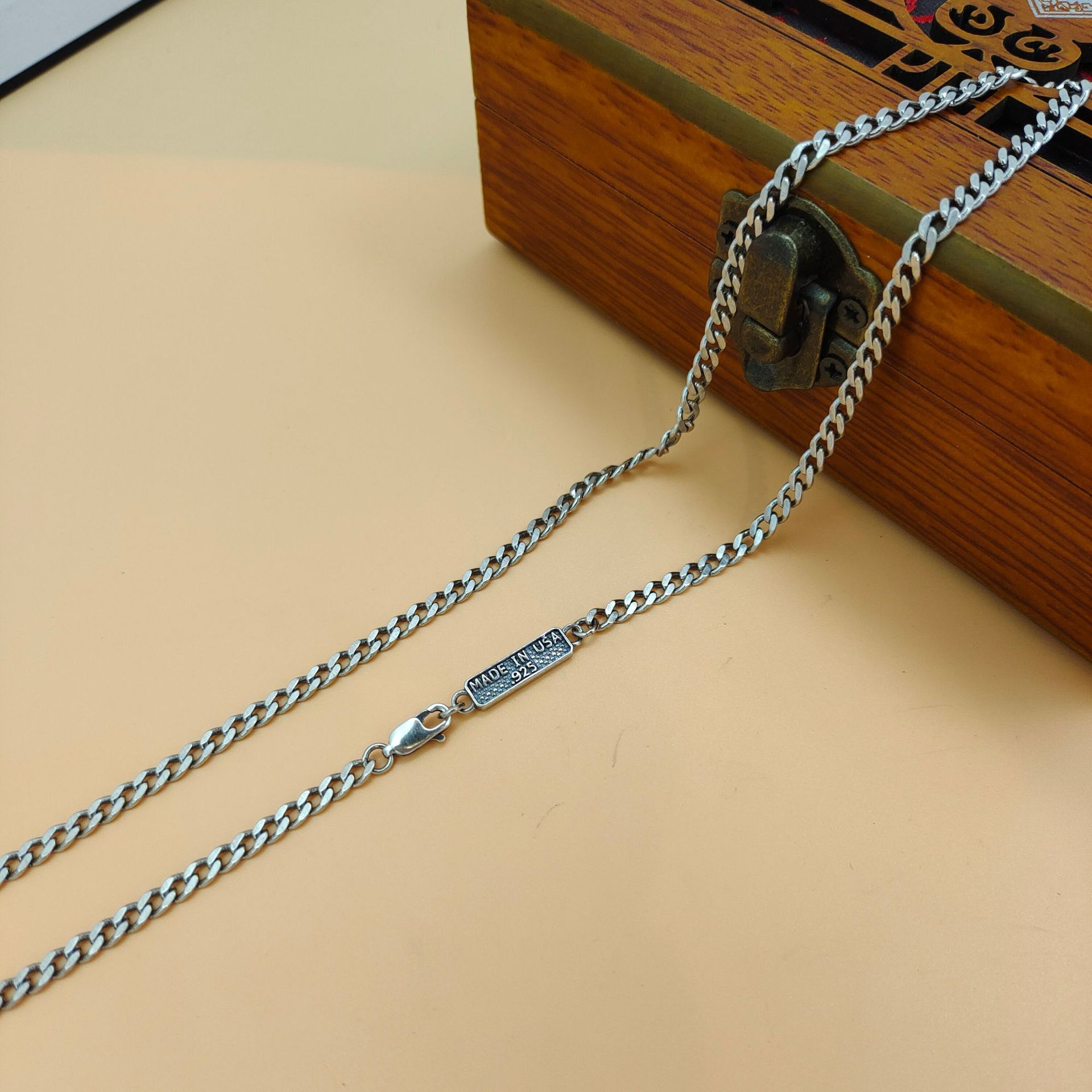 Collana con ciondolo alla moda - 925 Sterling Silver Chain Necklace Men recensione e prezzo